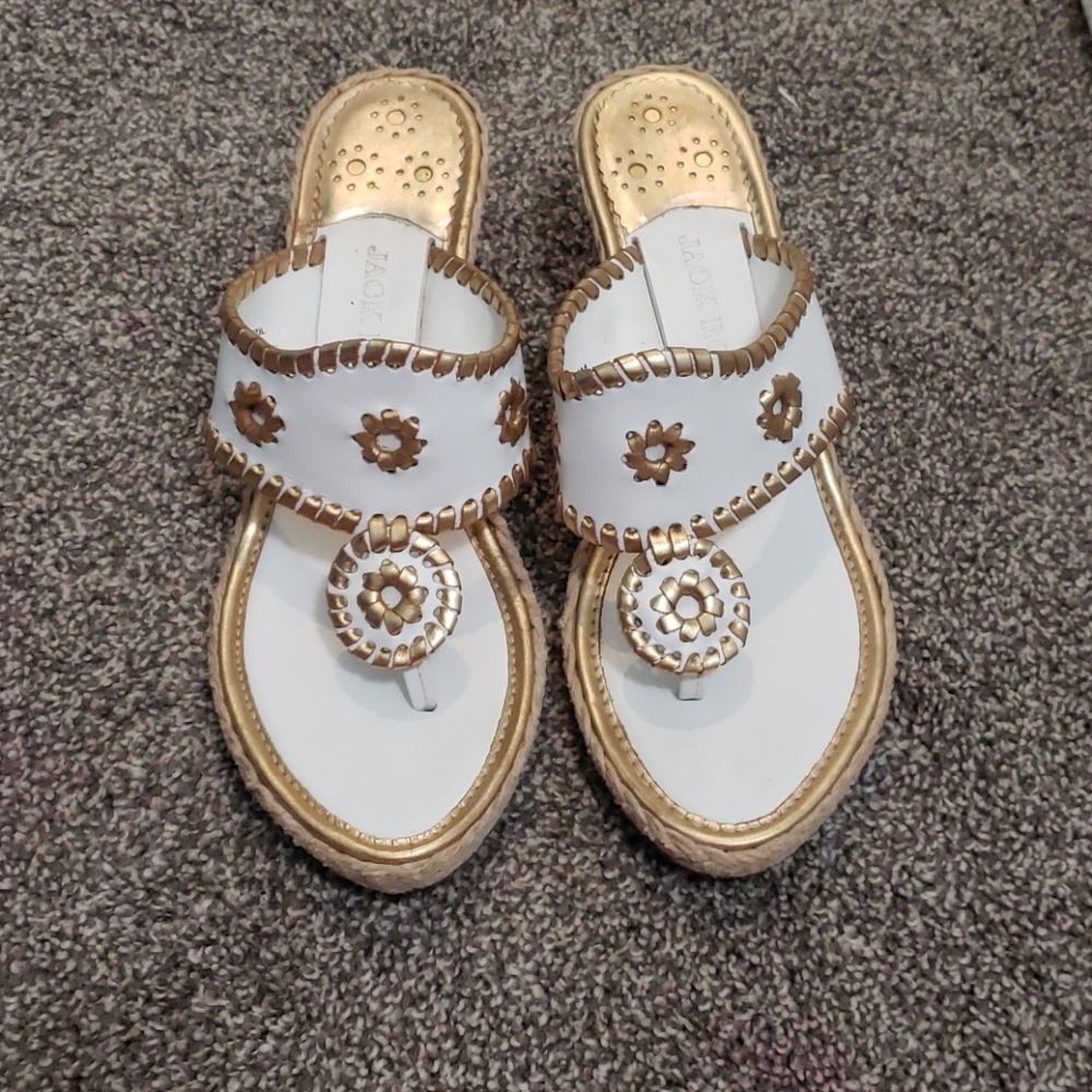 White/gold Jack Rogers Wedges